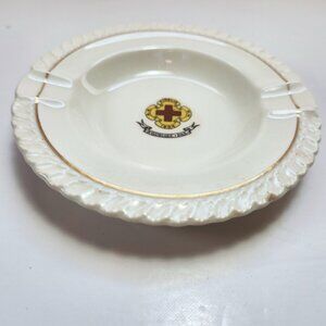 Vintage Balfour Ashtray Fidelis 1904 White Ceramic Gold Rim Noubliez Pas